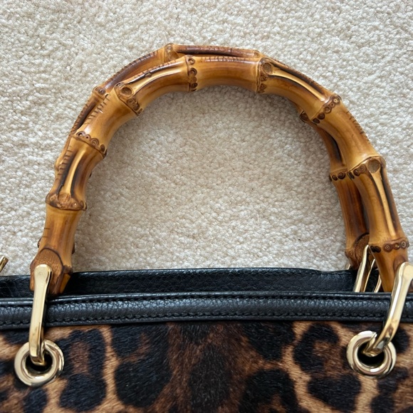 Gucci Bamboo handle Pony hair Leopard Shopper Tote - Picture 9 of 15